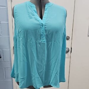 Lane Bryant Aqua Button-Front Blouse